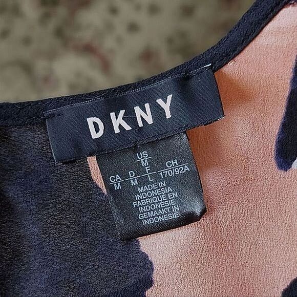 DKNY sheer sleeveless multicolour abstract pattern sleeveless blouse size M - Picture 5 of 14